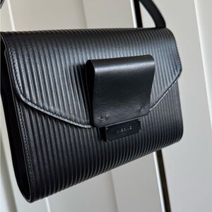 Real Leather Black Crossbody Bag, made in Italy